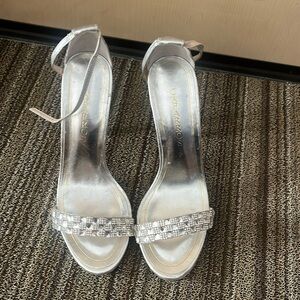 Silver Caparros high heels with ankle strap size 8 1/2